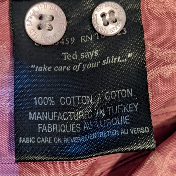 Ted Baker London Pink Floral Print Button Down Shirt Men's Size 3 EUC - Picture 6 of 8